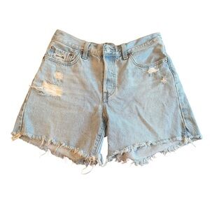Levi’s Cut Off Jean Shorts Ripped Distressed Denim Classic High Rise